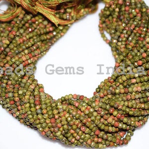 Natural Unakite Rondelle Beads, Unakite Faceted Beads, 4-4.50 mm, 13&quot;, 0BGI85
