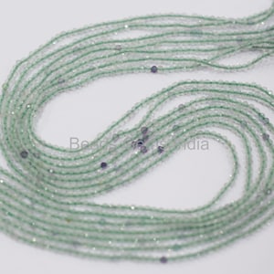 Natural Green Fluorite Diamond Cut Beads, Natural Green Fluorite Rondelle Faceted Beads ,Sold By Strand , 2.25 mm, 13", 12BGI98H