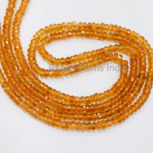 Natural Good Quality Citrine Faceted Beads, Citrine Rondelle Beads, Sold By Strand, 3-4.25 mm, 13&#39;&#39; , MC-3BGI86C
