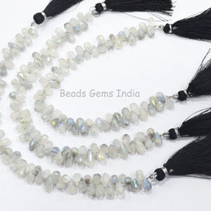Rainbow Moonstone Tear Drops Shape Briolette , Rainbow Moonstone Faceted Briolettes, Sold By Strand , 4.50x6.50 - 5x8 mm , 6&quot;, 20BGI458