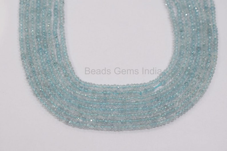 13 3.25 mm Natural Aquamarine Rondelle Beads 4BGI59 Aquamarine Faceted Beads