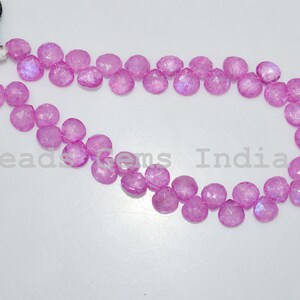 Hot Pink Color Coated Rainbow Moonstone Faceted Beads , Rainbow Moonstone Heart Shape Mystic Coated Beads, 6.50x6.50 - 7x7 mm, 8&quot;, 90BGI78