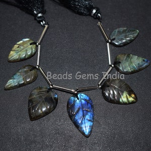 Labradorite Carved Leaf Briolette , Labradorite Face Drill Briolettes, Sold By Strand , 11x14-15x24 mm ,  17bgi702