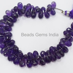 Amethyst Tear Drop Shape Briolette , Amethyst Faceted Briolettes, Sold By Strand , 8x5-12x6 mm , 7&quot;, BL-6BGI92