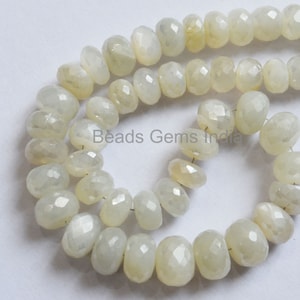 White Moonstone Silverite Faceted Beads, White Moonstone Silverite Rondelle Beads, Sold By Strand, 6-11.5 mm, 16&#39;&#39;,MC-5BGI66