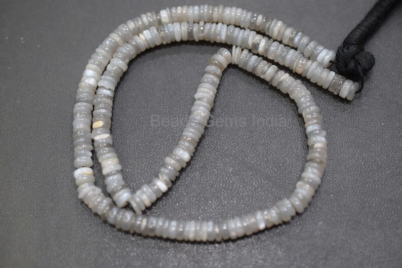 Grey Moonstone Tyre Shape Beads Grey Moonstone Beads 17/'/' Natural Grey Moonstone Smooth Beads Sold By Strand MC-1BGI59 5-6 mm