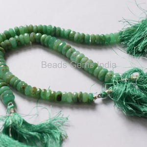 Natural Australian Chrysoprase Rondelle Shape Beads , Australian Chrysoprase Faceted Briolettes , 7.5 to 9.5 mm , 234ct. ,  7.5&quot;, MC-0BGI32