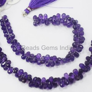 Purple Amethyst Tear Drop Shape Briolette , Purple Amethyst Faceted Briolettes , Sold By Strand , 4.5x6-5x8 mm, 7&quot;, BL-4BGI132