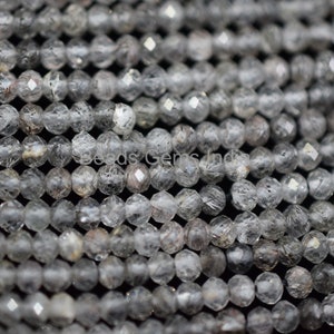 Fine Diamond Cutting Black Rutile Rondelle Beads, Black Rutile Faceted Beads, Sold By Strand ,2.70 mm, 13&quot;, 3BGI61G