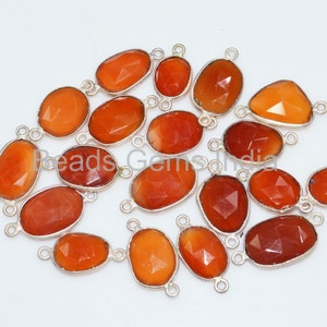 Red Onyx Fancy Shape Connector, Red Onyx Faceted Bezel Link Connector, Double Bail, 11 - 18 mm - 5BGI511