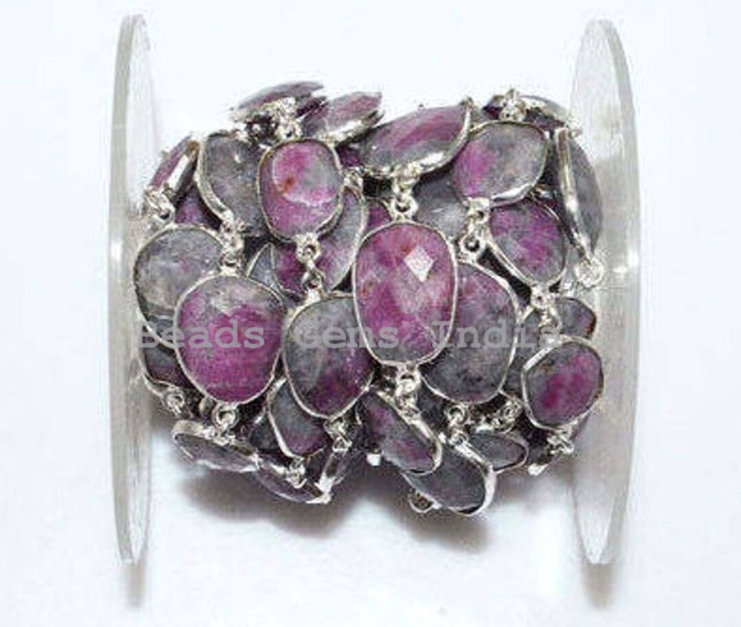 Ruby Rocks Faceted Connector Chain - Ruby Rocks Bezel Continuous ...