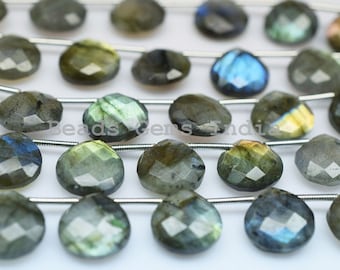 11 pc Labradorite Faceted Beads, Labradorite Heart Shape Briolettes,  12x12 mm , 38BGI68