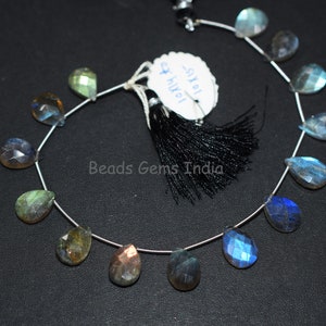 14 Pieces in a Strand Labradorite Pear Shape Briolette , Labradorite Faceted Briolettes ,Sold By Strand , 10x14-10x15 mm, BL-1BGI422A