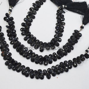 Black Onyx Pear Shape Briolette , Black Onyx Faceted Briolettes, Sold By Strand , 8.5x6.5-10x7 mm, 7.5&quot;, BL-1BGI620