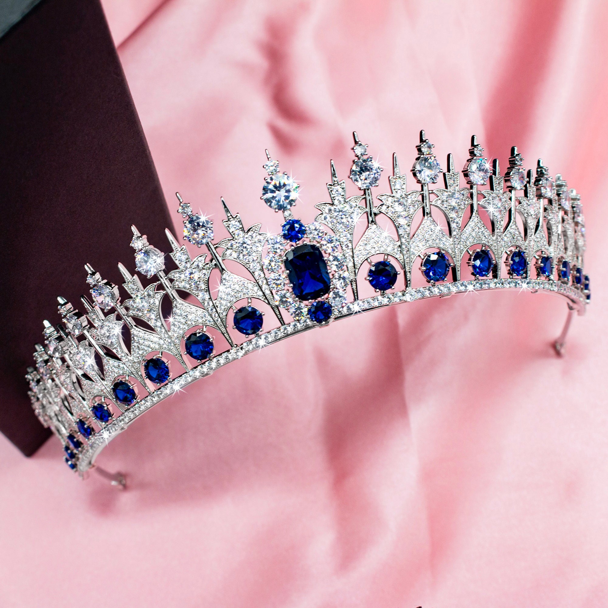 ✧tiara✧ Sapphire Charlotte Tiara - Queen Bee Crown Company