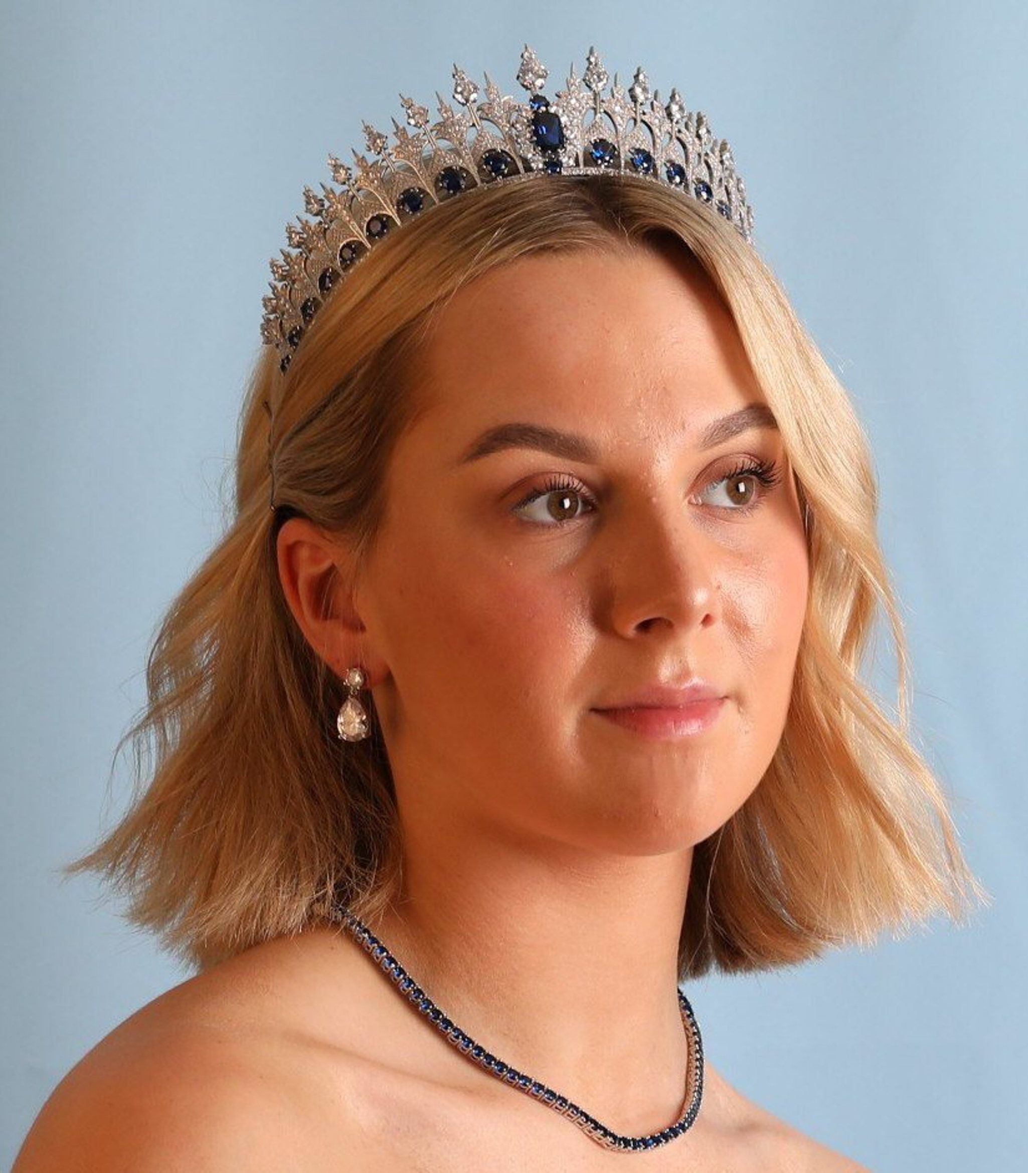 The Dutch Simulated Sapphire Parure Tiara Luxury Queen Maxima of
