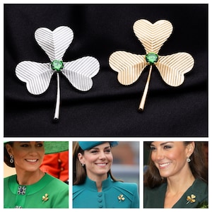 The Irish Guards Regiment Shamrock and Emerald Brooch Reproduction now In Gold or Silver