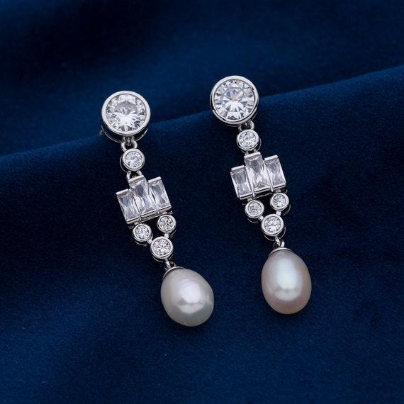 Orecchini In Argento 925 Con Perla, Cristallo Austriaco E Zirconia Cubica 5A – Eleganti E Brillanti