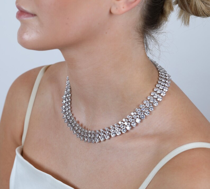 Statement Piece Necklace in 18k White Gold Plated Multi Shape Etsy UK
