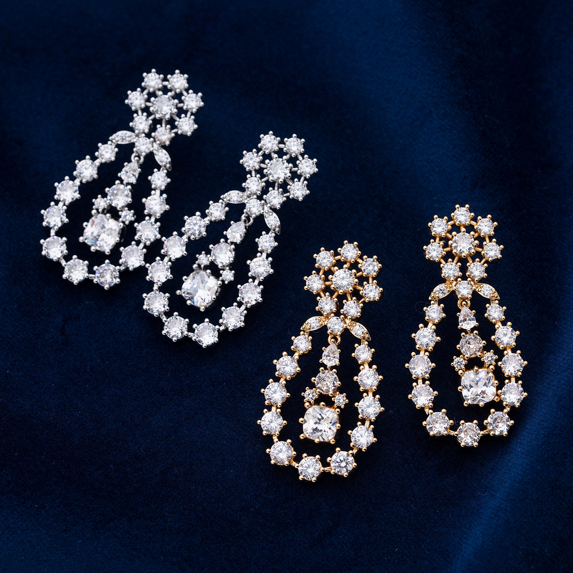 Yazilind Orecchini Pendenti A Goccia – Zirconia Cubica – Placcatura Platino – Modello 1929E0036