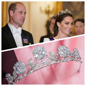 Bridal Tiara The Strathmore Rose Royal wedding Roaring 1920s Queen Elizabeth Bowes-Lyon the Queen Mother floral simulated diamonds Zirconia