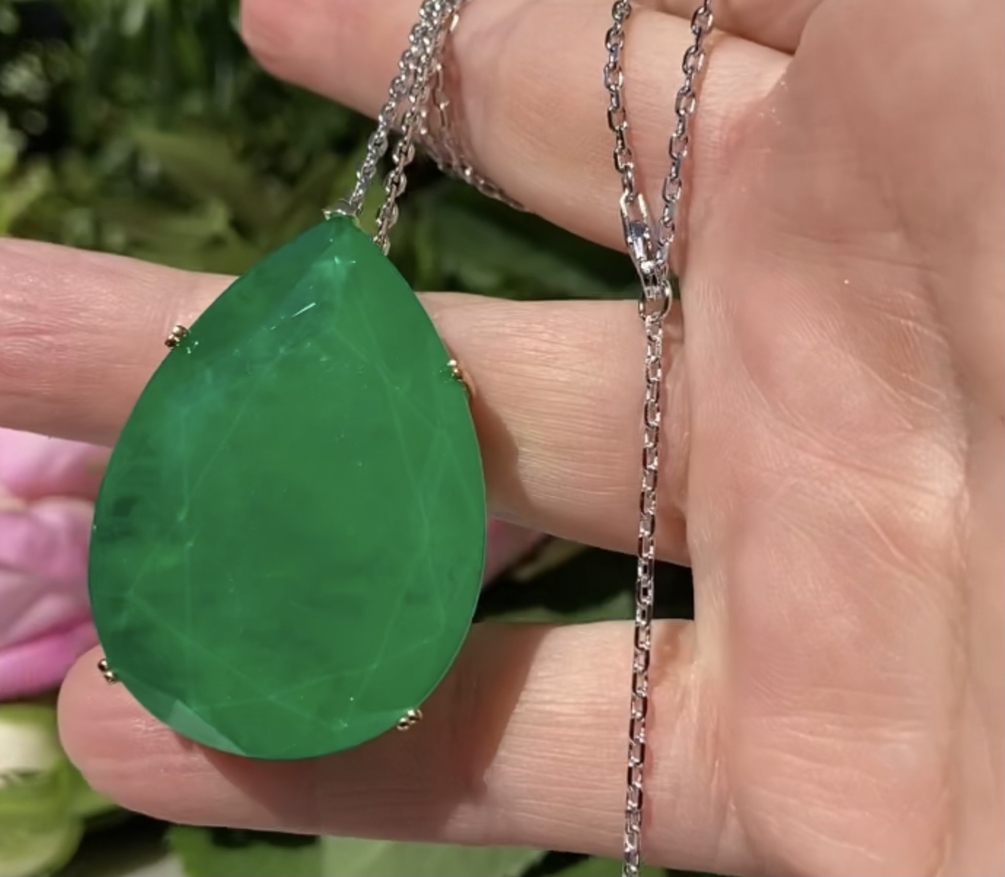 Big Brazilian Emerald Doublet Pendant Austrian Crystal Big Brazilian Emerald Doublet Pendant Austrian Crystal