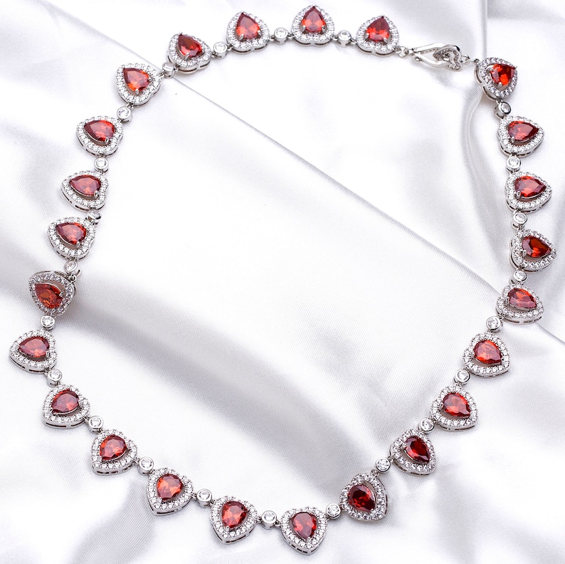 Luxury Pretty Woman Opera Necklace With ruby red 5A cubic zirconia