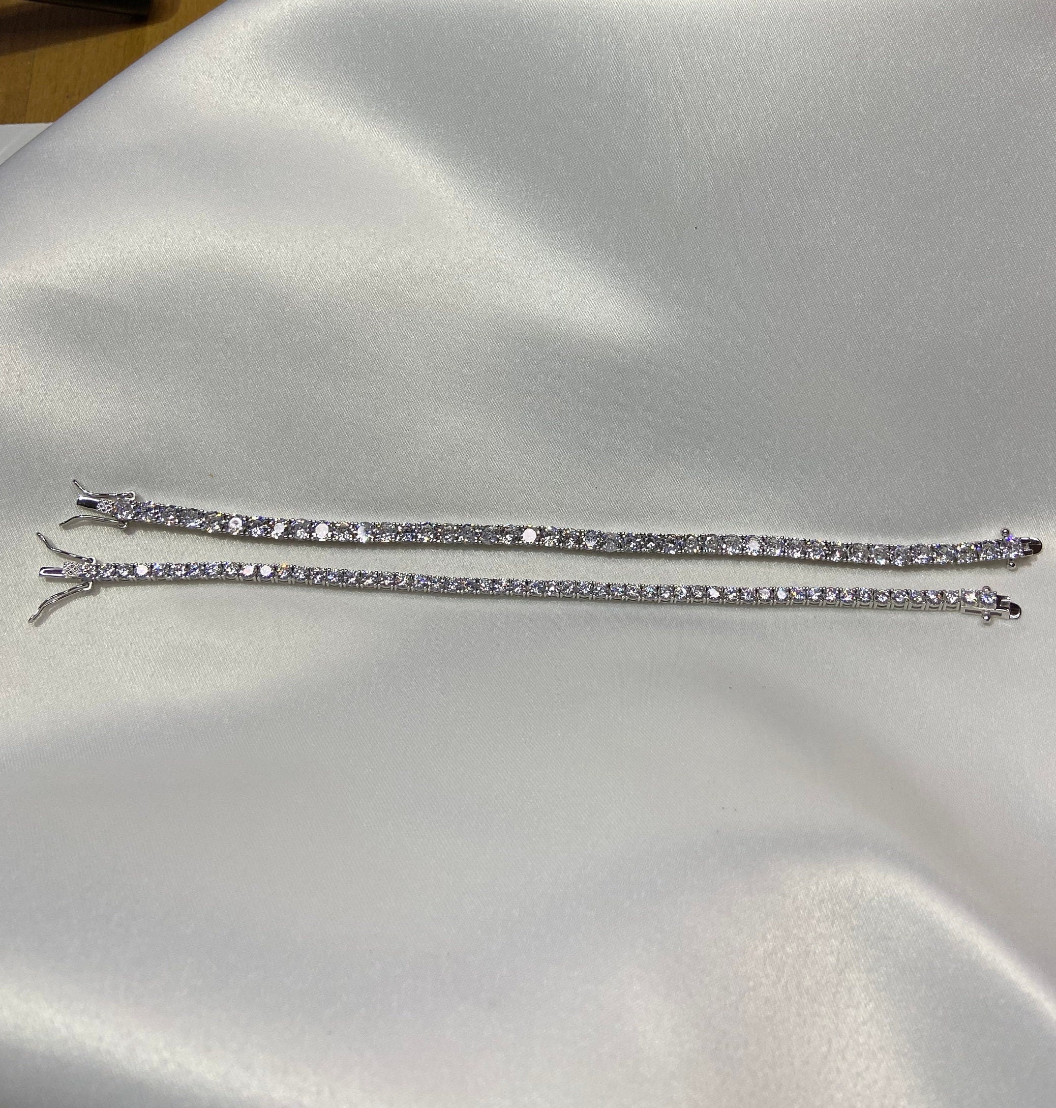 Luxury Tennis Bracelet 【3mm / SILVER】 925 Sterling Silver Tennis Bracelet Riviera Style, Simulated