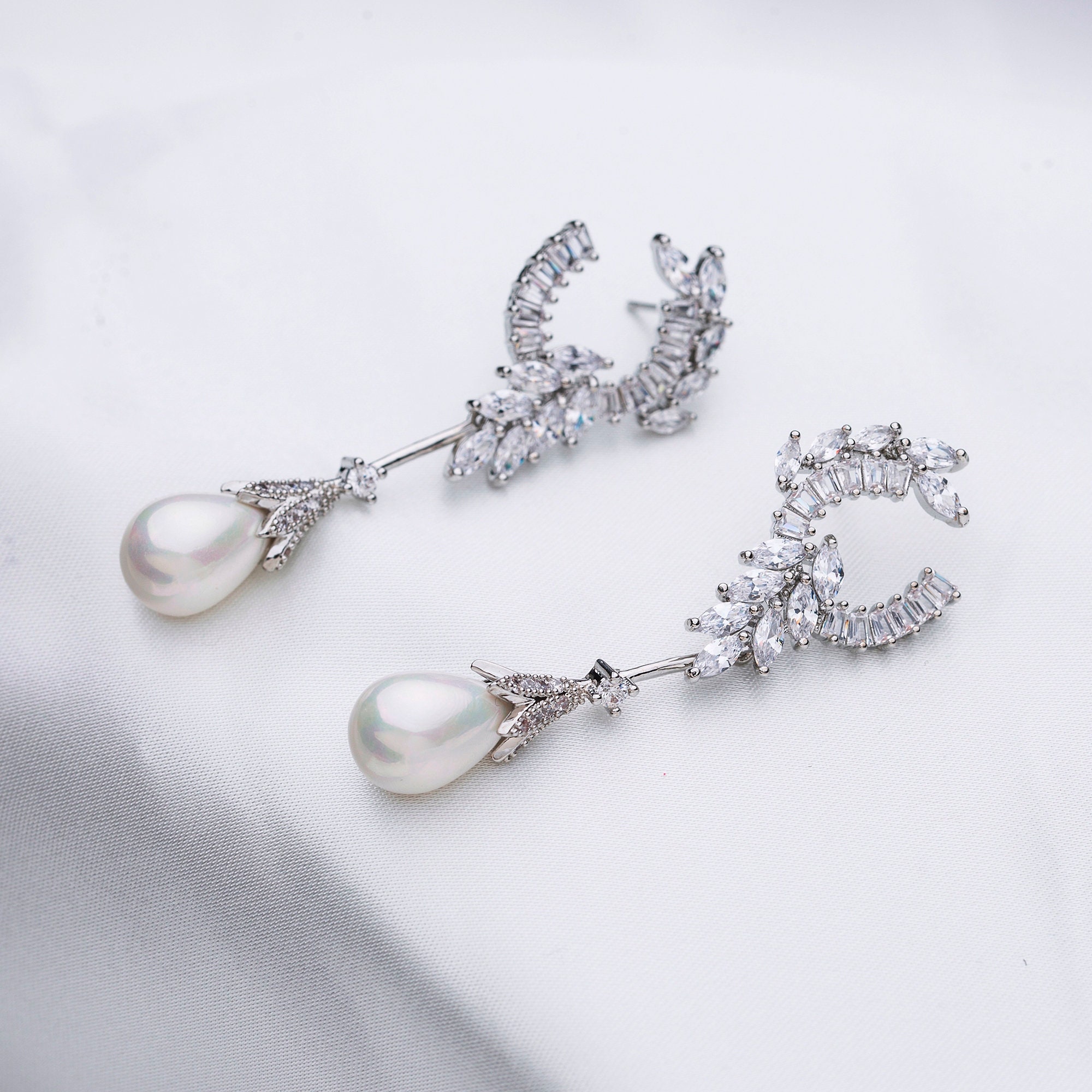 Burmese pearl drop earrings deals