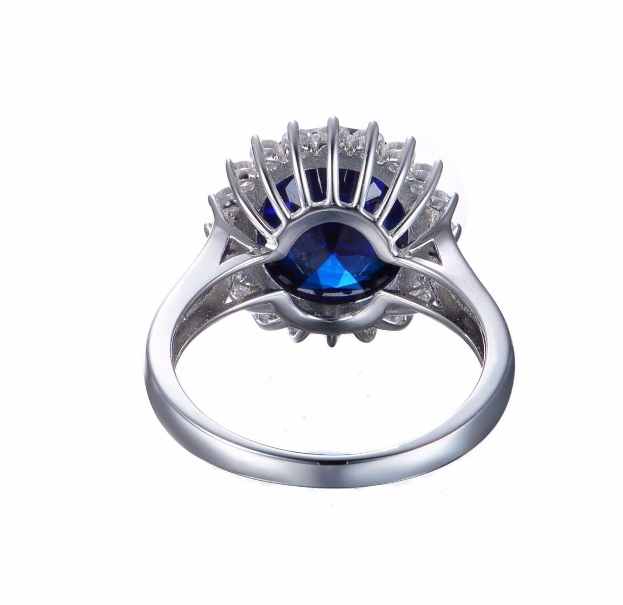 Yazilind Anello In Argento S925 Con Zirconi Blu E Cubici - Taglio Principessa (Misura 18,8)