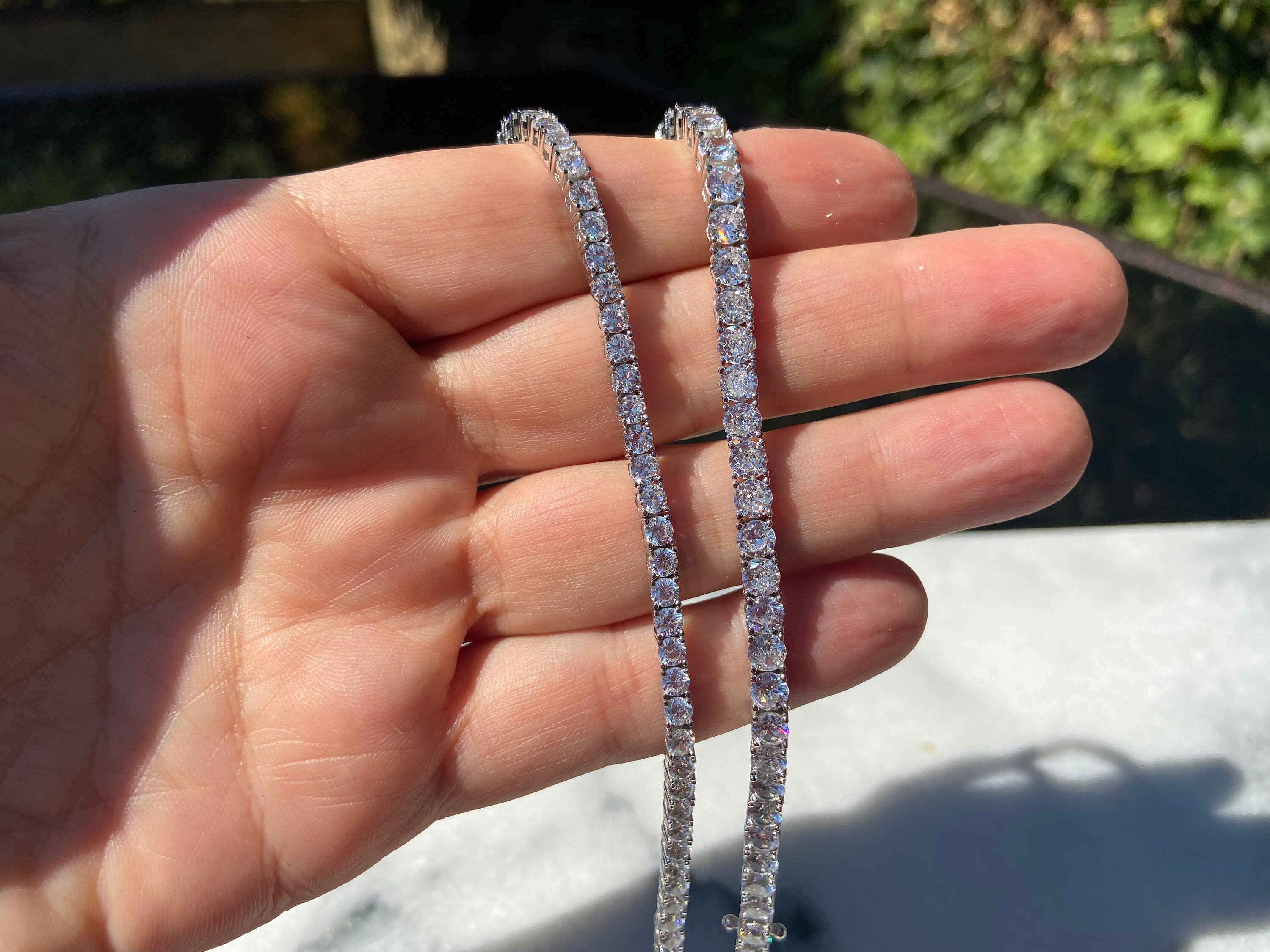 925 Sterling Silver Tennis Bracelet Riviera Style, Simulated