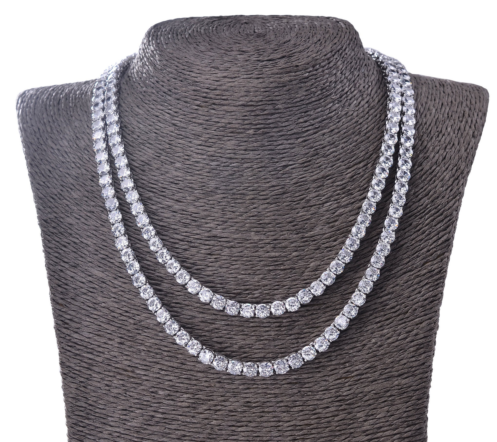 Tennis Riviera Necklaces 18k White Gold Plated Simulated Diamonds