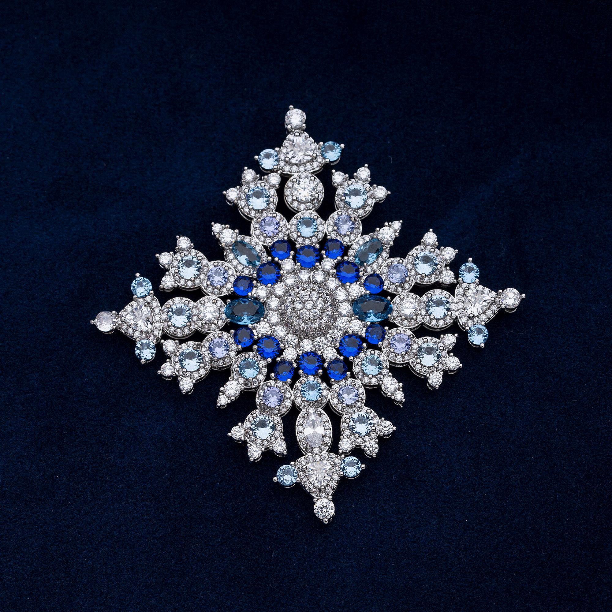 Queen Elizabeth's Sapphire Canadian Snowflake Brooch Reproduction