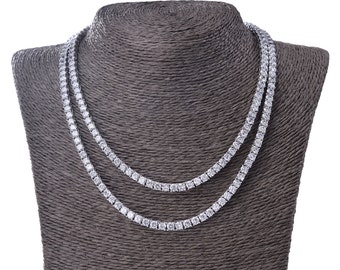 Tennis Riviera Necklaces and Bracelets 18k White Gold Plated Simulated Diamonds 5A Cubic Zirconia Multiple Lengths & 3mm, 4mm and 5mm Widths