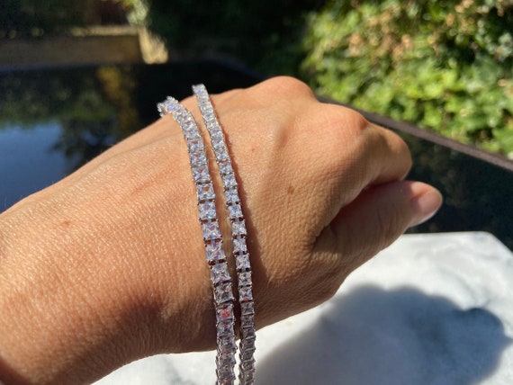 Tennis Bracelet Princess Cut Square Simulated 3 or 4mm - Etsy Canada