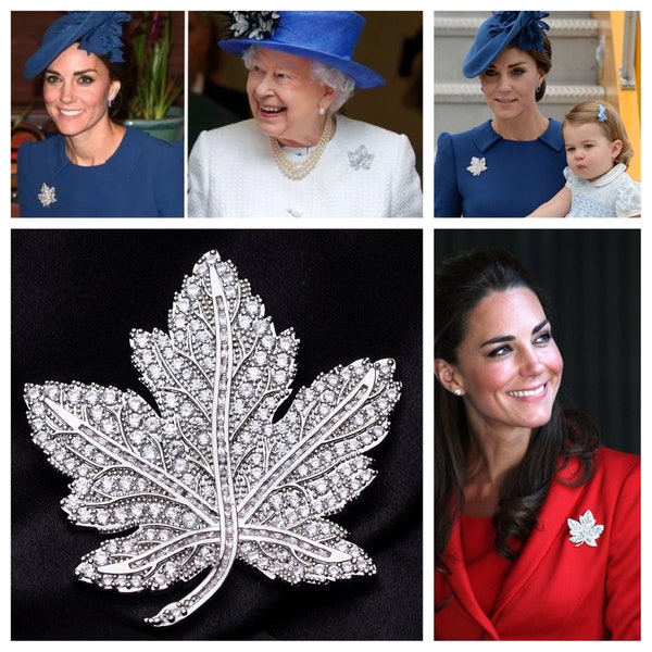 Royal Canadian Maple Leaf Brooch reproduction LUXURY EXCLUSIVE Full size Encrusted With Simulated Diamonds 5A CZ, Triple Rhodium plated