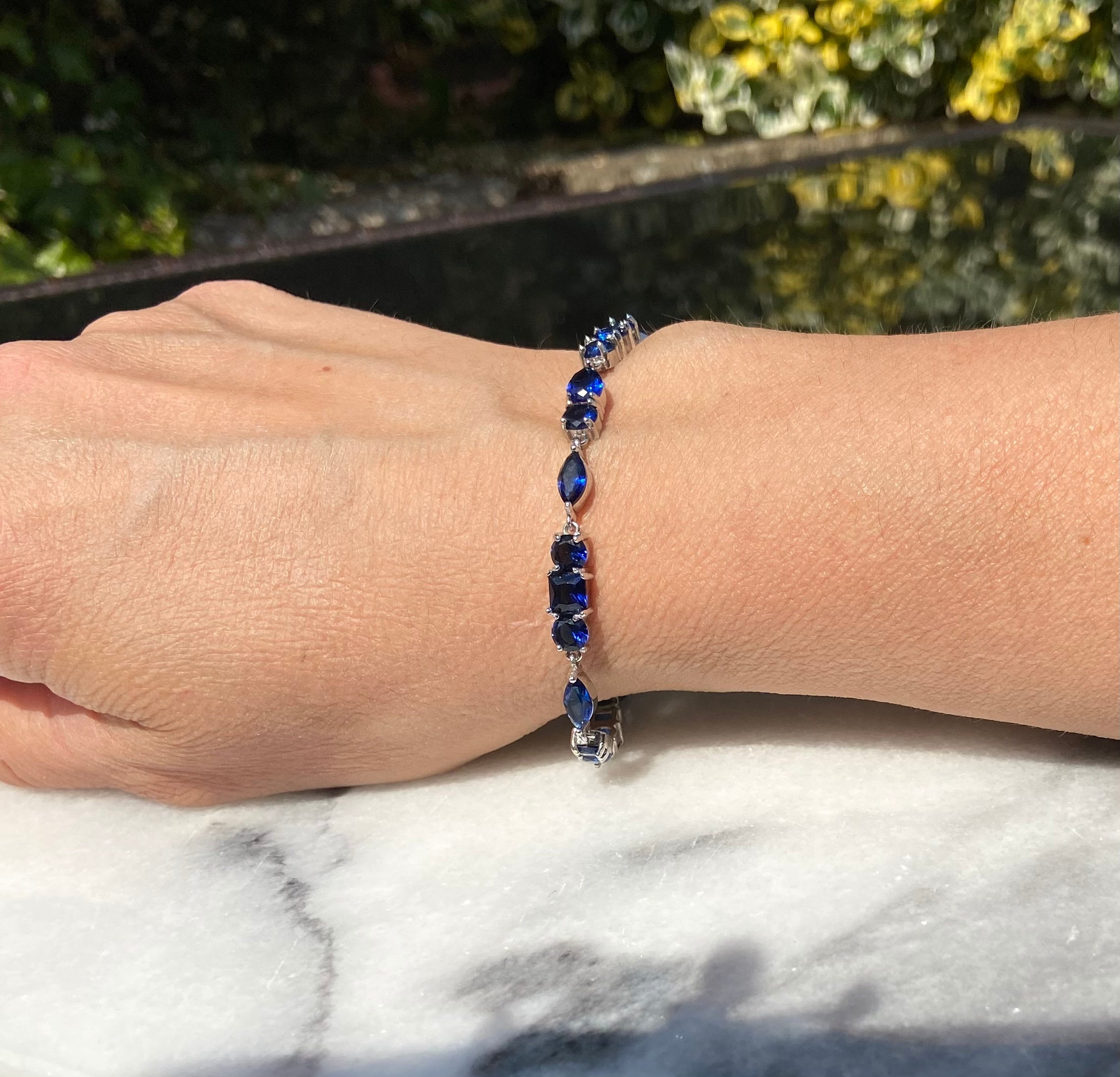 Simulated sapphire bracelet clearance