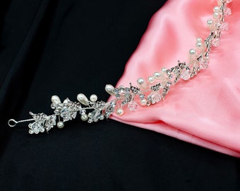 Bridal Hair Vine Set with Simulated Pearls and Sparkly Crystals 31x3cm
