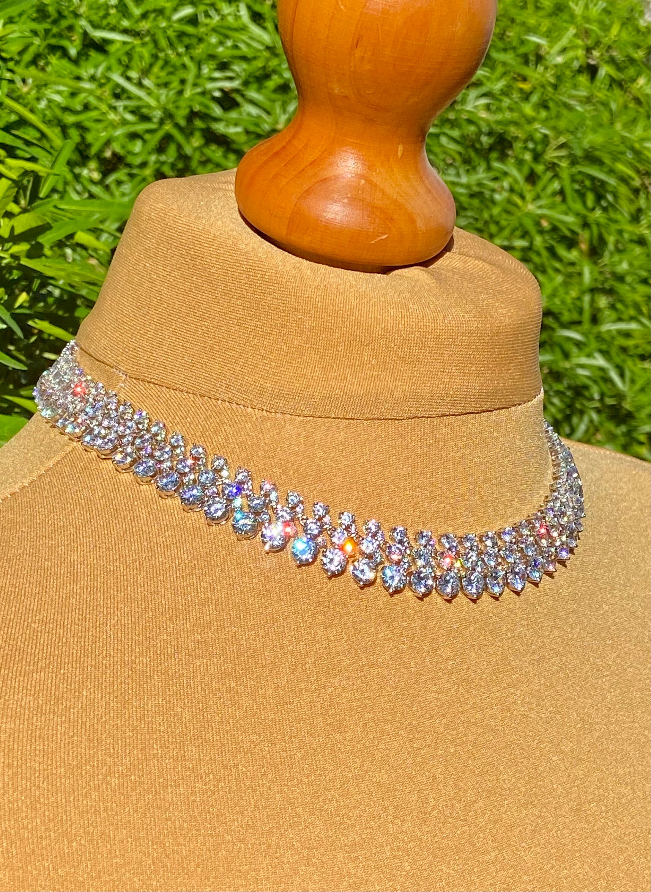 Statement Piece Necklace in 18k White Gold Plated Multi Shape Etsy