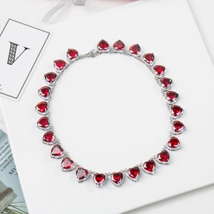 Pretty Woman Opera Necklace and Earrings Replica, Set with Simulated Rubies &  Diamonds in Bright Rhodium