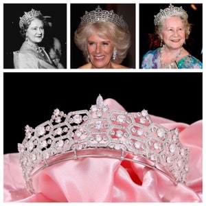 The Greville Honeycomb Tiara, Queen Elizabeth Bowes-Lyon the Queen Mother, Queen Camilla 5A Cubic Zirconia