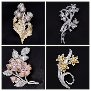 Queen Elizabeth’s set of 4 FULL SIZE Luxury Diamond Jubilee National Emblem Brooch collection, England, Scotland, Ireland and Wales.