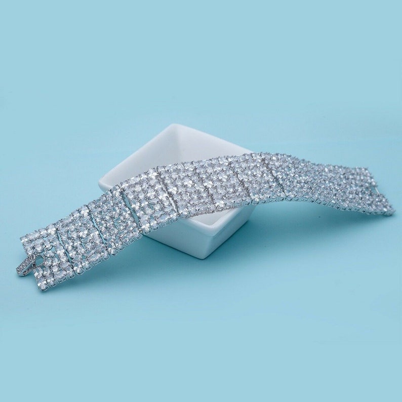 Cuff Style Bracelet with lots of Simulated Multi shape CZ Etsy