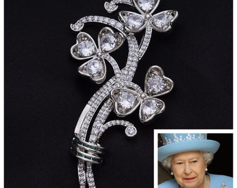 Queen Elizabeth’s Irish Shamrock Diamond Jubilee National Emblem Brooch reproduction, St Patrick’s Day