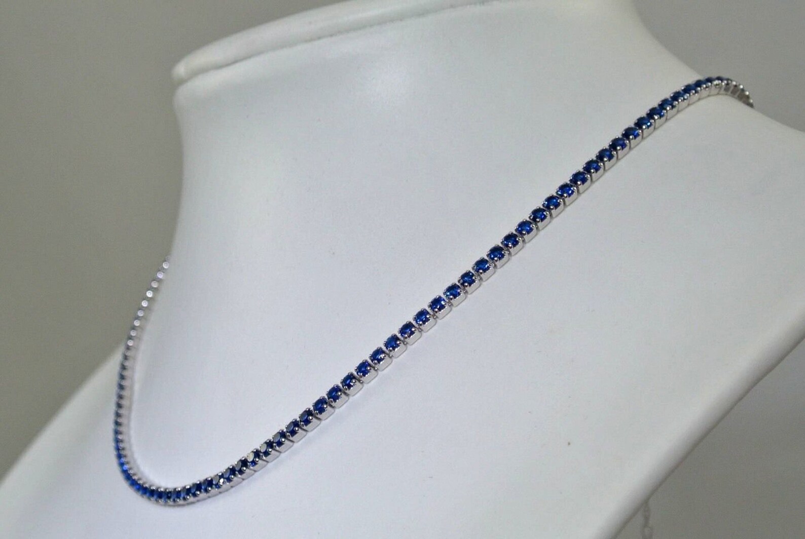 Tennis Necklace 925 Sterling Silver Riviera Style Simulated Etsy