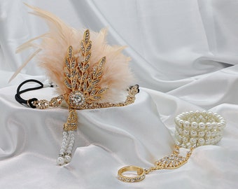 Feather Flapper Headband Great Gatsby Headpiece Roaring 1920s Headdress Dress Up Fancy Dress Party 1920s Wedding