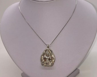 Tibetan Buddha Pendant 925 Sterling Silver And Necklace Made In Nepal