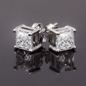 Princess Cut Simulated Diamond 5A Cubic Zirconia Equiv To 1.2 Carat Each Rhodium Plated 925 Sterling Silver fantastic Multi-buy Savings