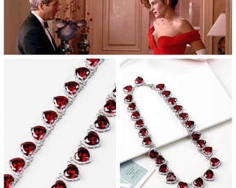 Pretty Woman Necklace Ruby Cz Heart 