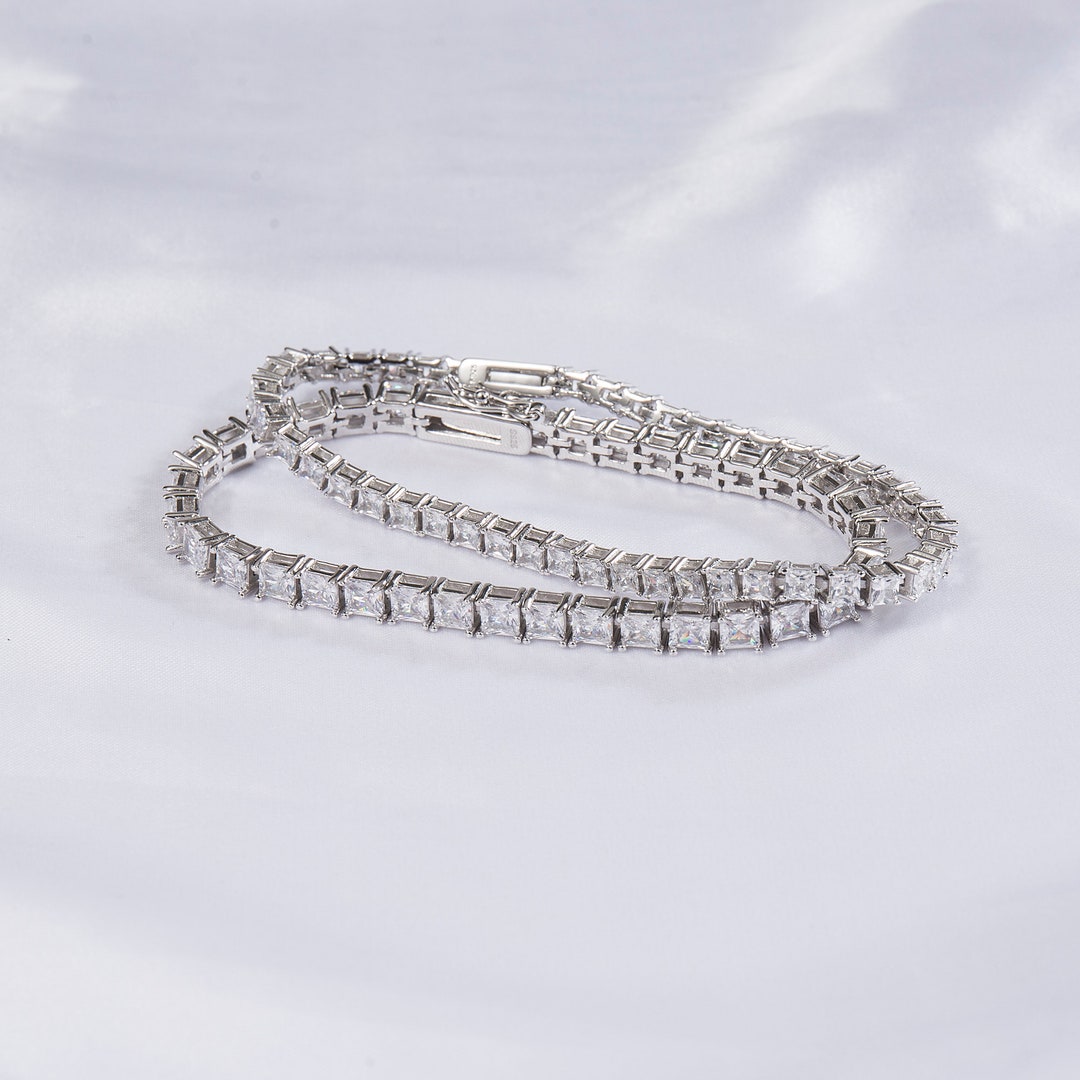 Tennis Bracelet Princess Cut Square Simulated 3 or 4mm - Etsy
